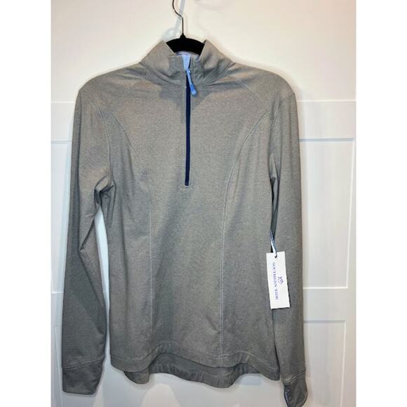 Southern Tide NWT Quarter Zip Shirt Women's Size XS extra Small Gray Blue Trim - Picture 1 of 9